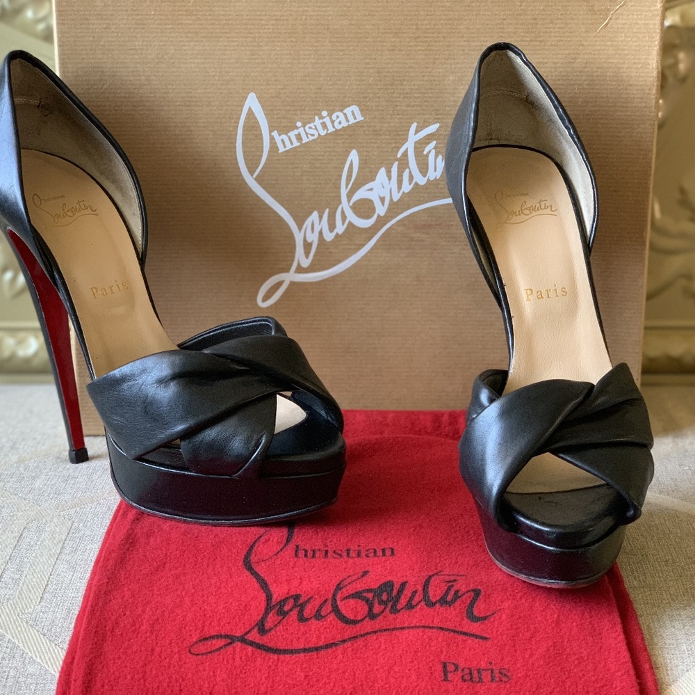Christian Louboutin black leather Volpi heels